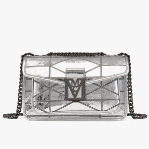 MCM Travia Quilted Shoulder Bag in Silver Crash Calf Leather